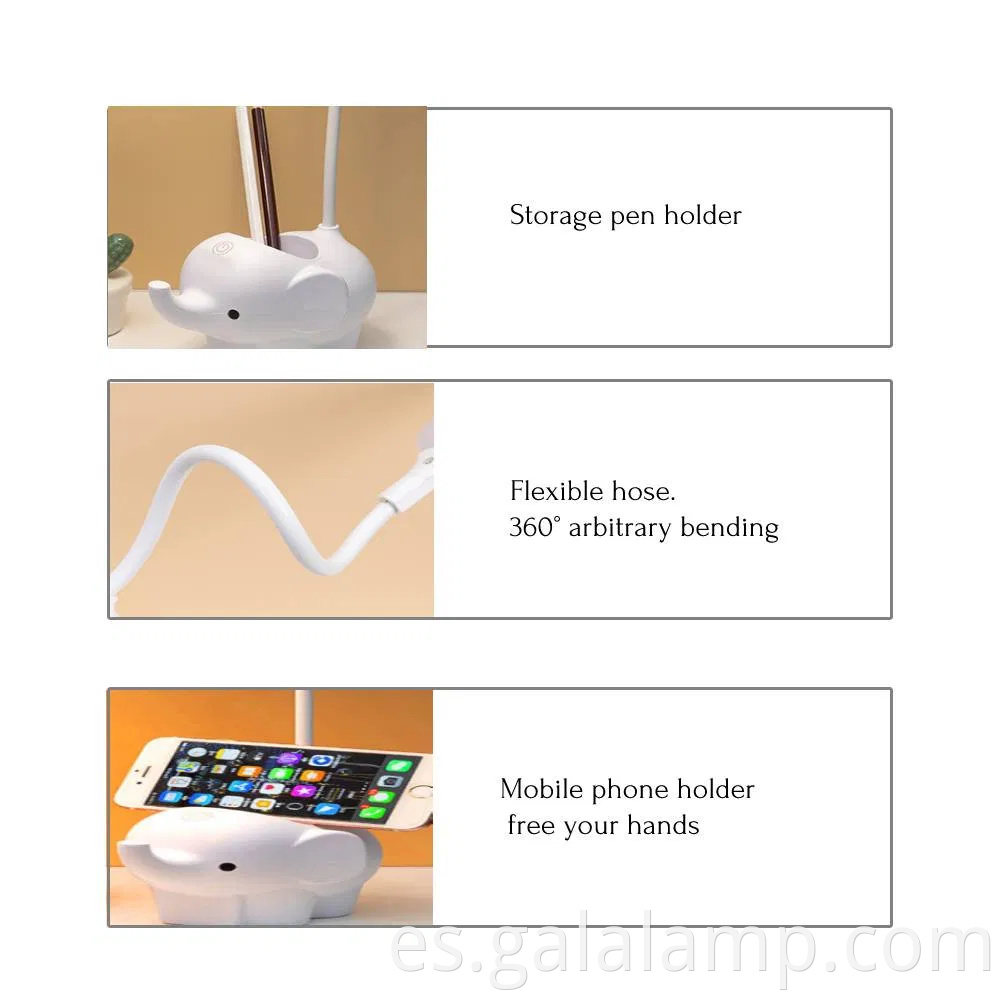 Lámpara de mesa LED de elefante creativa con temperatura de color ajustable